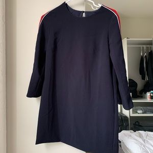 Banana republic navy long sleeve dress with stripe
